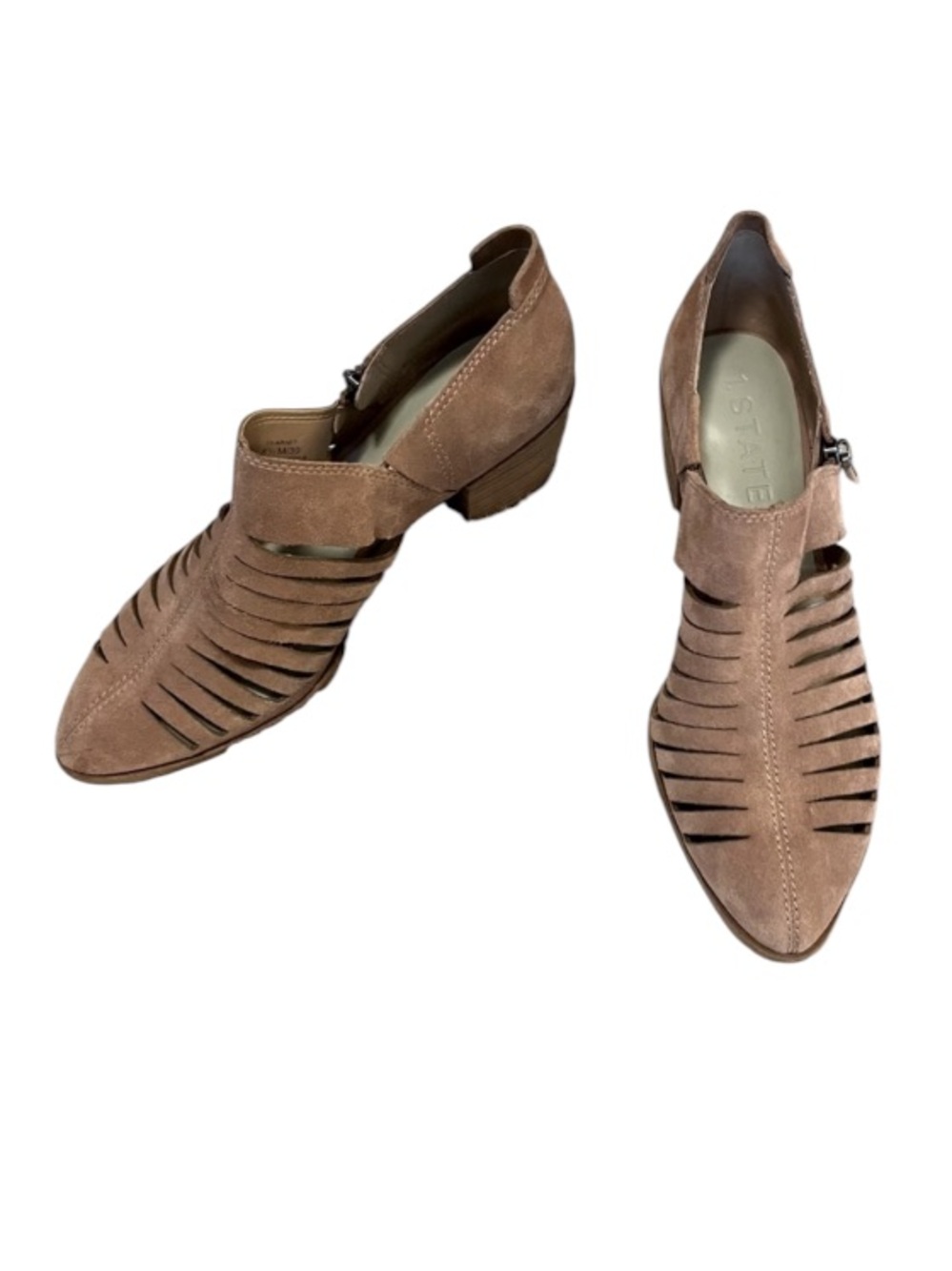1.STATE Womens Arnet Tan Suede Leather Cut Outs Bootie Sz 8.5